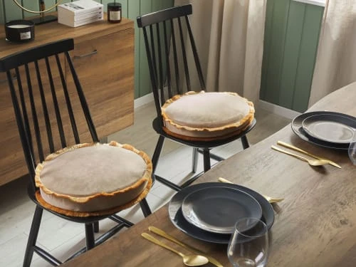 Beliani Coussin D'assise En Velours Beige ø 40 Cm 4 Beliani Coussin D'assise En Velours Beige ø 40 Cm – Image 2