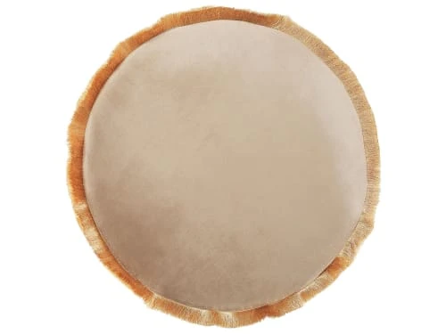 Beliani Coussin D'assise En Velours Beige ø 40 Cm 3 Beliani Coussin D'assise En Velours Beige ø 40 Cm