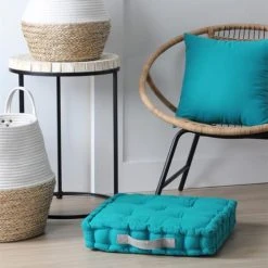 Stof Coussin De Sol Bicolore Coton Celadon/souris 45 X 45 -Maisons Du Monde Boutique coussin de sol bicolore coton celadon souris 45 x 45 4