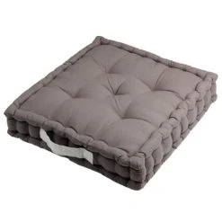 Stof Coussin De Sol Bicolore Coton Gris 45 X 45
