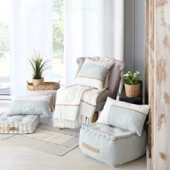 Lovely Casa Coussin De Sol Coton Azur 45x45cm -Maisons Du Monde Boutique coussin de sol coton azur 45x45cm 2