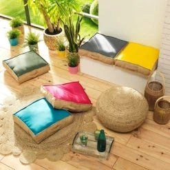 Douceur D'Intérieur Coussin De Sol Coton Et Jute Coton Kaki 45x45cm -Maisons Du Monde Boutique coussin de sol coton et jute coton kaki 45x45cm 3
