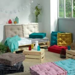 Douceur D'Intérieur Coussin De Sol Coton Marine 60x60x10cm -Maisons Du Monde Boutique coussin de sol coton marine 60x60x10cm 3