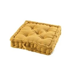 Douceur D'Intérieur Coussin De Sol Coton Kaki 45x45cm -Maisons Du Monde Boutique coussin de sol coton miel 45x45cm panama 3