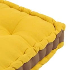 Lovely Casa Coussin De Sol Coton Moutarde Taupe 50x50cm -Maisons Du Monde Boutique coussin de sol coton moutarde taupe 50x50cm 2