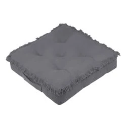 Stof Coussin De Sol En Coton Cassis 45x45 -Maisons Du Monde Boutique coussin de sol en coton gris 45x45 franges