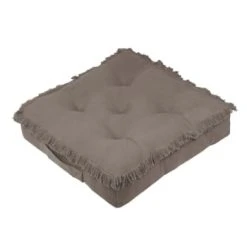 Stof Coussin De Sol En Coton Cassis 45x45 -Maisons Du Monde Boutique coussin de sol en coton taupe 45x45 franges