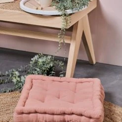 TODAY Coussin De Sol En Gaze De Coton Rose 40x40 Cm -Maisons Du Monde Boutique coussin de sol en gaze de coton rose 40x40 cm 2