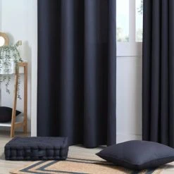 Stof Coussin De Sol En Satin De Coton Carbone 45x45cm -Maisons Du Monde Boutique coussin de sol en satin de coton carbone 45x45cm 2