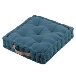 Stof Coussin De Sol épais En Coton Bleu 45x45 -Maisons Du Monde Boutique coussin de sol epais en coton bleu 45x45 uni 1