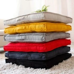 Home Maison Coussin De Sol Uni En Pur Coton Gris Clair 50 X 50 X 6 Cm -Maisons Du Monde Boutique coussin de sol uni en pur coton gris clair 50 x 50 x 6 cm 4