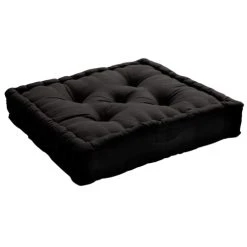 Home Maison Coussin De Sol Uni En Pur Coton Noir 50 X 50