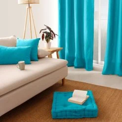 Home Maison Coussin De Sol Uni En Pur Coton Turquoise 50 X 50 -Maisons Du Monde Boutique coussin de sol uni en pur coton turquoise 50 x 50 5