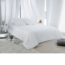 Linder Couvre Lit Aspect Matelassé Coton Blanc 240 X 180