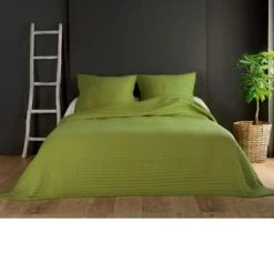 Linder Couvre Lit Et Taie Matelassés Polyester Gris Foncé 240 X 180 -Maisons Du Monde Boutique couvre lit et taie matelasses polyester vert clair 240 x 180