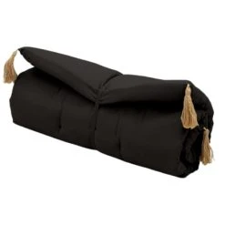 Enjoy Home Futon Repliable Avec Pompons En Jute Noir -Maisons Du Monde Boutique futon repliable avec pompons en jute noir 1