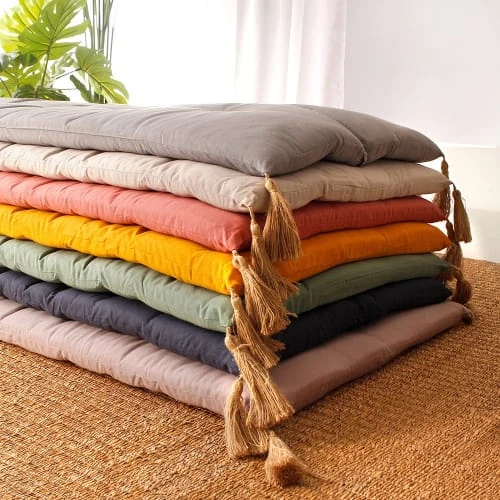 Enjoy Home Futon Repliable Avec Pompons En Jute Orange Terre Cuite 6 Enjoy Home Futon Repliable Avec Pompons En Jute Orange Terre Cuite – Image 4