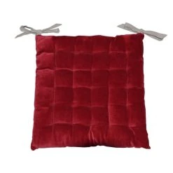 Home Maison Galette De Chaise à Effet Velours Coton Rouge 40 X 40