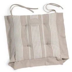 Maisons Du Monde Galette De Chaise à Rayures En Coton Beige LA BASTIDE