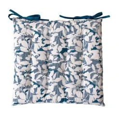 Decostars Galette De Chaise Ambiance Nature Coton Bleu Canard 38 X 38