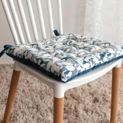 Decostars Galette De Chaise Ambiance Nature Coton Bleu Canard 38 X 38 -Maisons Du Monde Boutique galette de chaise ambiance nature coton bleu canard 38 x 38 3