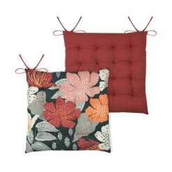 Home Maison Galette De Chaise Aux Fleurs Automnales Coton Bordeaux 38 X 38 -Maisons Du Monde Boutique galette de chaise aux fleurs automnales coton bordeaux 38 x 38 2