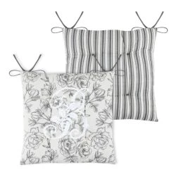 Home Maison Galette De Chaise Avec Monogramme Coton Ecru 40 X 40