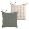 Home Maison Galette De Chaise Bicolore à Nouette Coton Kaki/lin 40 X 40