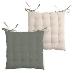 Home Maison Galette De Chaise Bicolore à Nouette Coton Kaki/lin 40 X 40 -Maisons Du Monde Boutique galette de chaise bicolore a nouette coton kaki lin 40 x 40 5