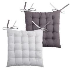 Lovely Casa Galette De Chaise Bicolore Coton Gris/perle 40x40 -Maisons Du Monde Boutique galette de chaise bicolore coton gris perle 40x40 7