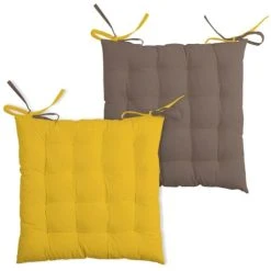 Lovely Casa Galette De Chaise Bicolore Coton Moutarde/taupe 40x40 -Maisons Du Monde Boutique galette de chaise bicolore coton moutarde taupe 40x40 4