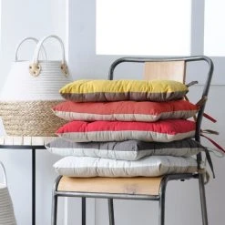 Lovely Casa Galette De Chaise Bicolore Coton Poudre/souris 40x40 -Maisons Du Monde Boutique galette de chaise bicolore coton poudre souris 40x40 5