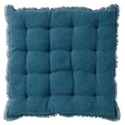 Dutch Decor Galette De Chaise Bleu En Coton 40x40 Cm Uni
