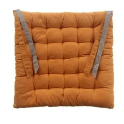 Sud Etoffe Galette De Chaise Carrée Matelassée Valayans Coton Orange 40x40