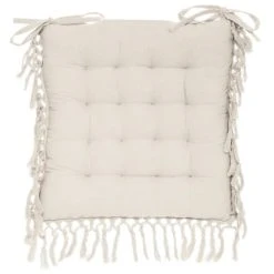 Home Maison Galette De Chaise En Macramé Coton Ivoire 40 X 40