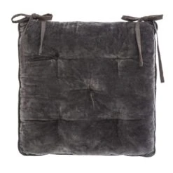 Home Maison Galette De Chaise épaisse En Velours Coton Bleu 38 X 38 -Maisons Du Monde Boutique galette de chaise epaisse en velours coton gris 38 x 38