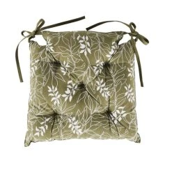 Maisons Du Monde Galette De Chaise Imprimé Feuilles Vert Kaki 40x40