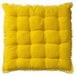 Dutch Decor Galette De Chaise Jaune En Coton 40x40 Cm Uni