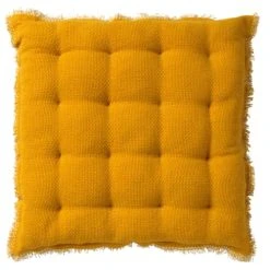 Dutch Decor Galette De Chaise Jaune En Coton 40x40 Cm Uni