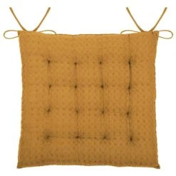 Home Maison Galette De Chaise Matelassée En Nid D'abeille Coton Curry 40 X 40