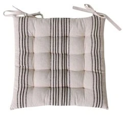 Home Maison Galette De Chaise Rayée En Coton Recyclé Ecru 38 X 38