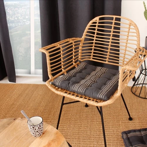 Home Maison Galette De Chaise Rayée En Coton Recyclé Gris Foncé 38 X 38 4 Home Maison Galette De Chaise Rayée En Coton Recyclé Gris Foncé 38 X 38 – Image 3