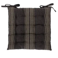 Home Maison Galette De Chaise Rayée En Coton Recyclé Gris Foncé 38 X 38