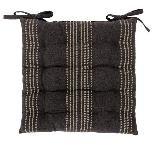 Home Maison Galette De Chaise Rayée En Coton Recyclé Gris Foncé 38 X 38 2 Home Maison Galette De Chaise Rayée En Coton Recyclé Gris Foncé 38 X 38