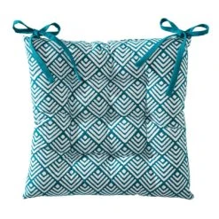 Becquet Galette De Chaise Réversible Bleu 40x40 En Coton