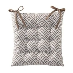 Becquet Galette De Chaise Réversible Marron Taupe 40x40 En Coton