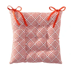 Becquet Galette De Chaise Réversible Orange Paprika 40x40 En Coton