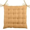 Home Maison Galette De Chaise Unie En 16 Points Polyester Camel 40 X 40