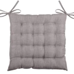 Home Maison Galette De Chaise Unie En 16 Points Polyester Taupe 40 X 40