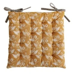 Home Maison Galette Piquée Esprit Bohème Coton Moutarde 38 X 38